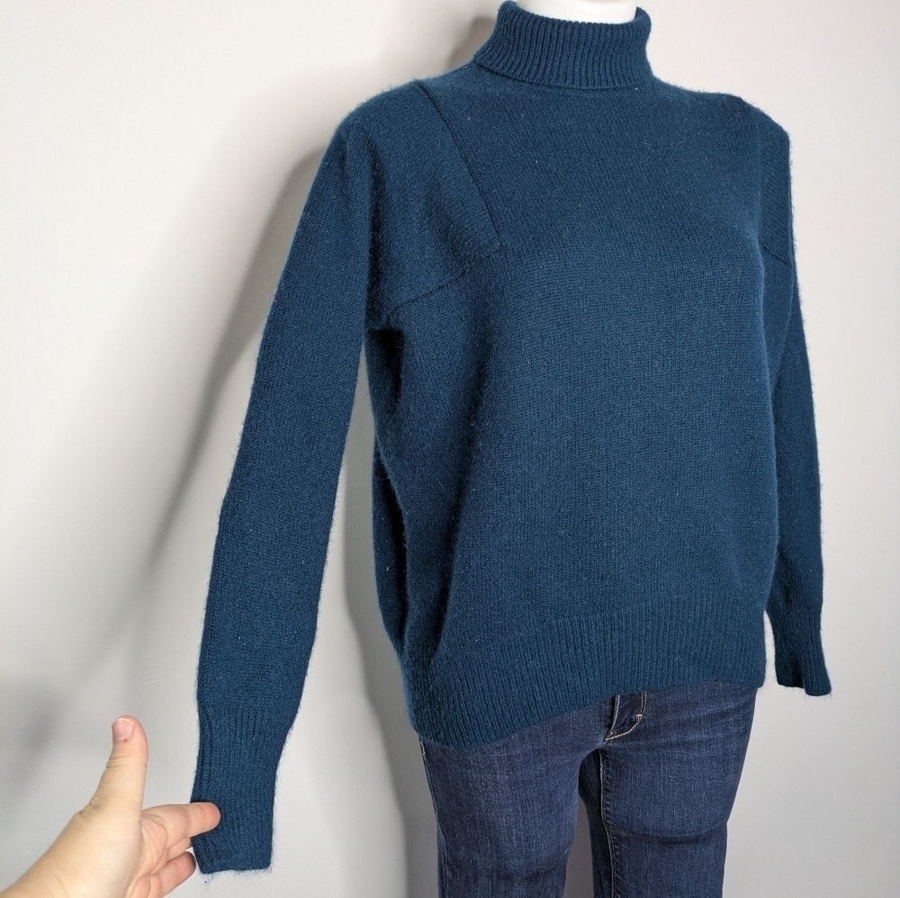Athleta Blue Mock Neck Turtle Neck Wool Cashmere Sweater XS - Picture 4 of 8